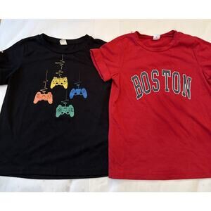 Preowned Bundle Of Two Boys SHEIN Size 6Y TShirts Black Gaming And Red Boston
